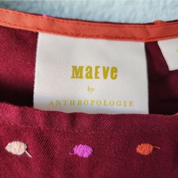 Maeve by anthropologie colorfull embroidery polka dots boho blouse Top - Picture 3 of 14